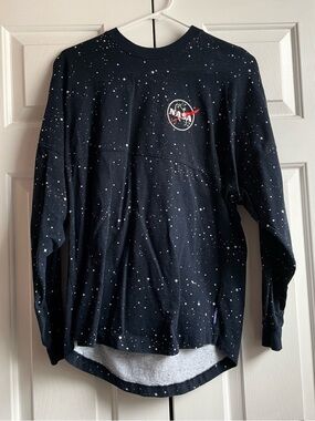 NASA Black Speckled Disney World Spirit Jersey Crewneck Long Sleeve